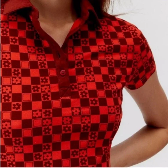 UO Hazel Printed Mini Dress in red combo - Picture 4 of 7